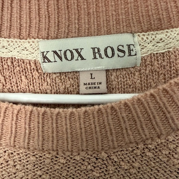 Knox Rose Tan Crew Neck Sweater with Ribbed Details - Picture 5 of 6